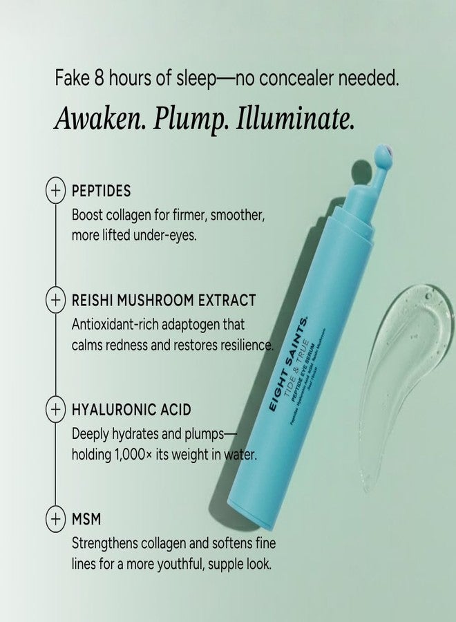 Eight Saints Tide & True Peptide Eye Serum for Puffiness & Wrinkles, Under Eye Roller Ball Treatment for Dark Circles & Fine Lines, Natural & Organic Eye Cream, 0.5 fl oz - Image 4